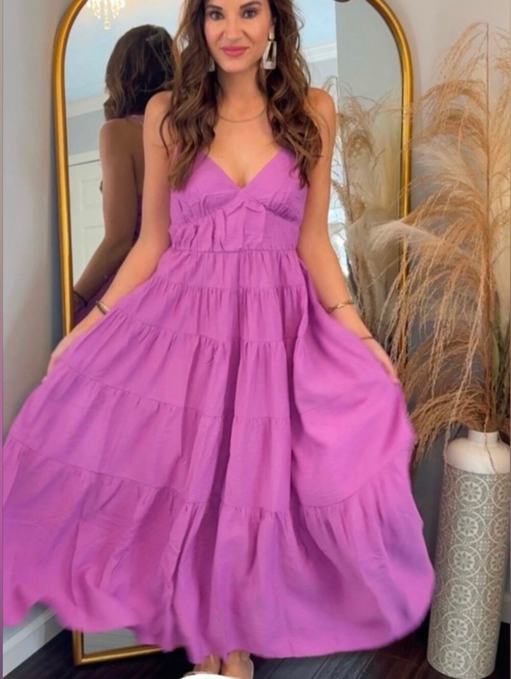 Abercrombie & Fitch Tiered Crisscross Strappy Maxi Dress Lavender Size XST